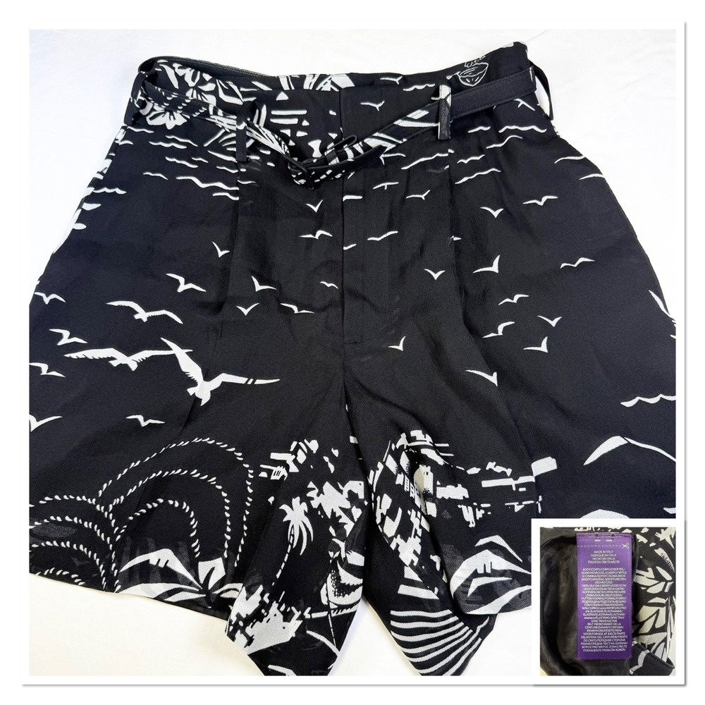 Ralph Lauren Purple Label Keri Beach Print Silk Gauze Shorts Women's Size Small